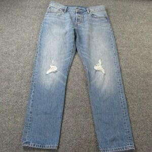 Levis 501 CT Jeans Women 34x29 Blue Distressed Button Fly Customized Taper READ